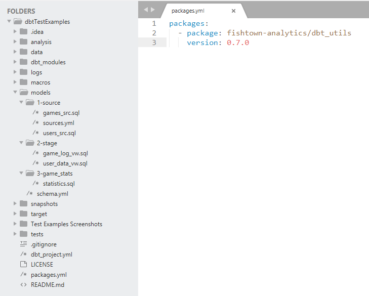 An example of a dbt project in Sublime Text