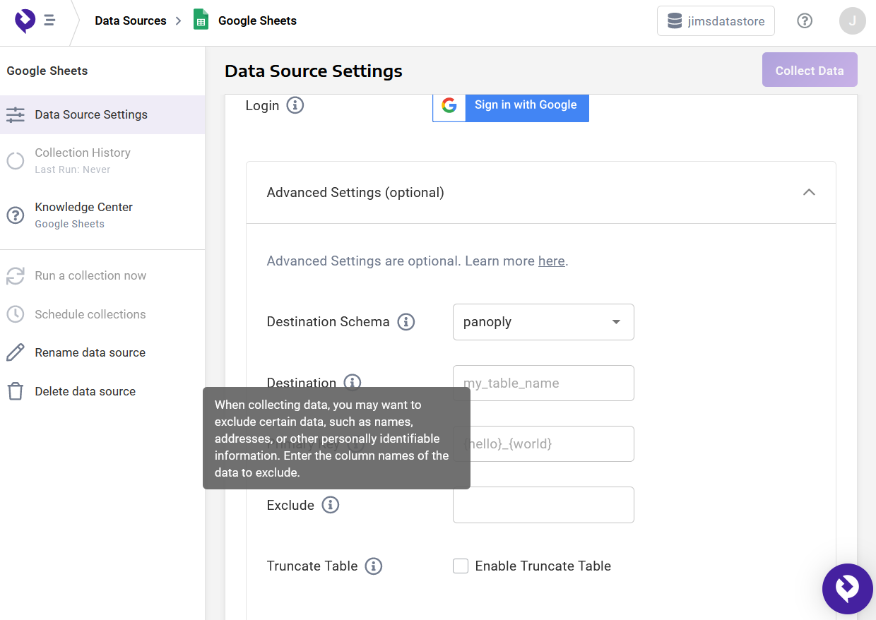 Data in Google Sheets