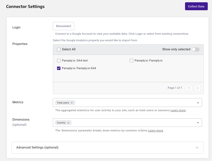 Connector settings