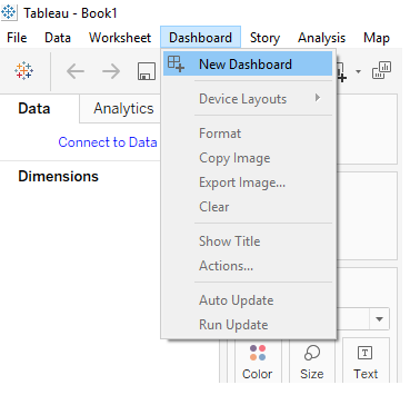 Connect Redshift and Tableau - select dashboard