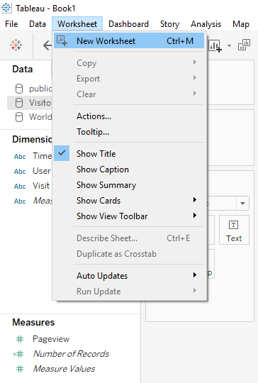 Connect Redshift and Tableau - new worksheet