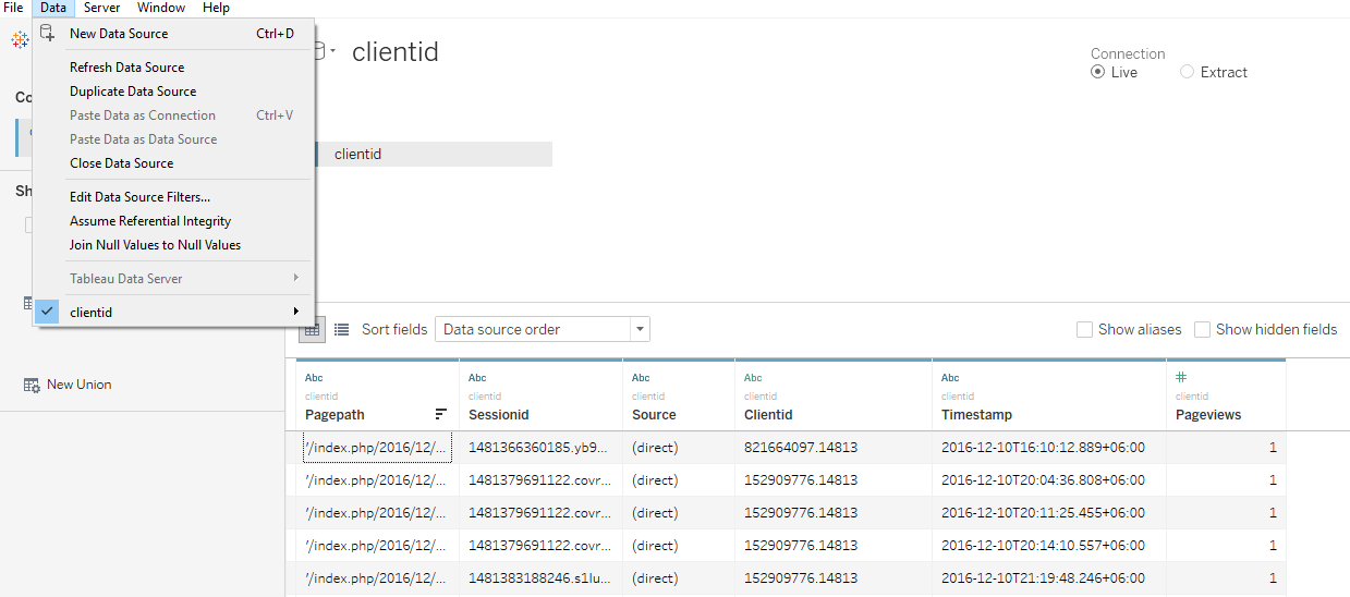 Connect Redshift and Tableau - select a table