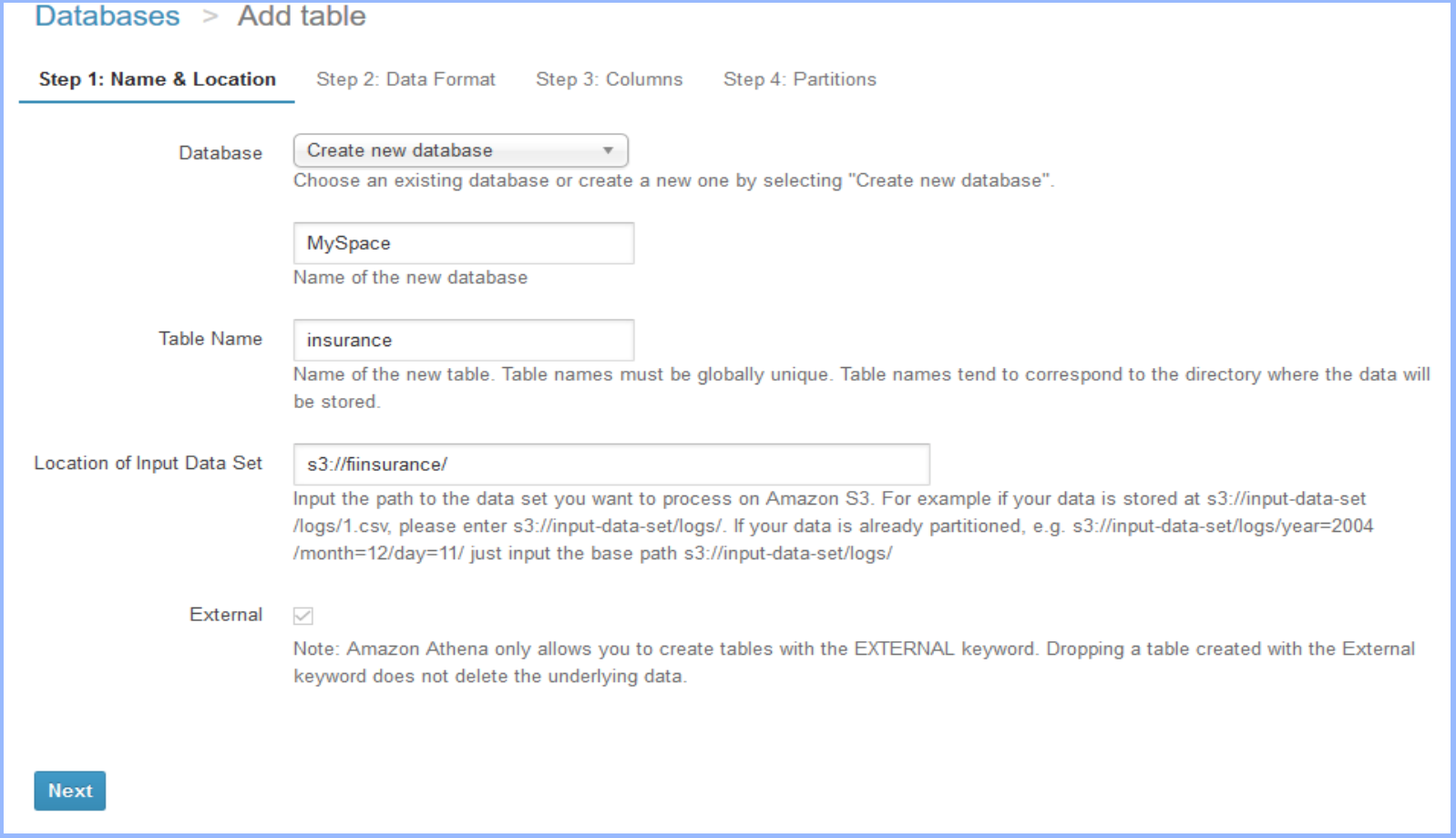 Create a database - Athena.png