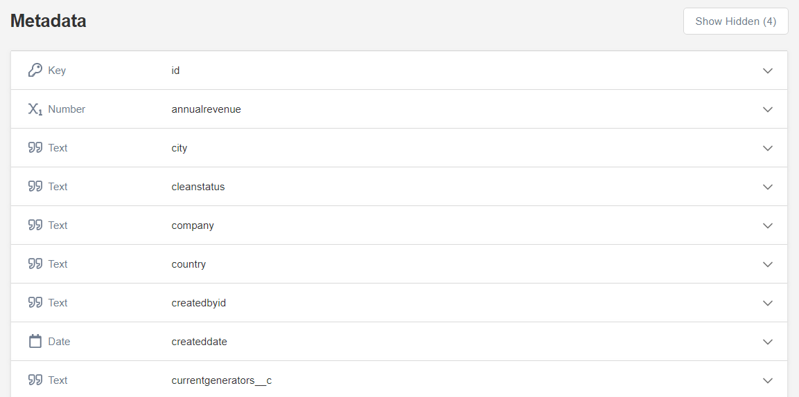 Panoply's metadata helps you understand the information in different fields.